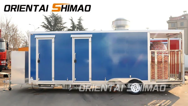 Oosterse shimao-square foodtrailer met pizzaoven