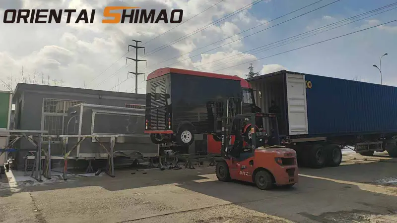 Professioneel containerlaadproces zorgt voor veilige wereldwijde levering van Citroen Food Truck